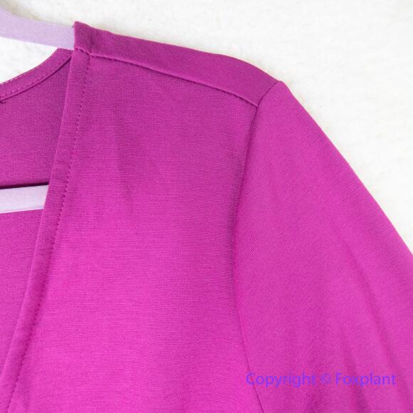 New! ELOQUII Colorblock Wrap Top Purple Fuchsia Stretch Knit plus size 20 - Picture 6 of 14